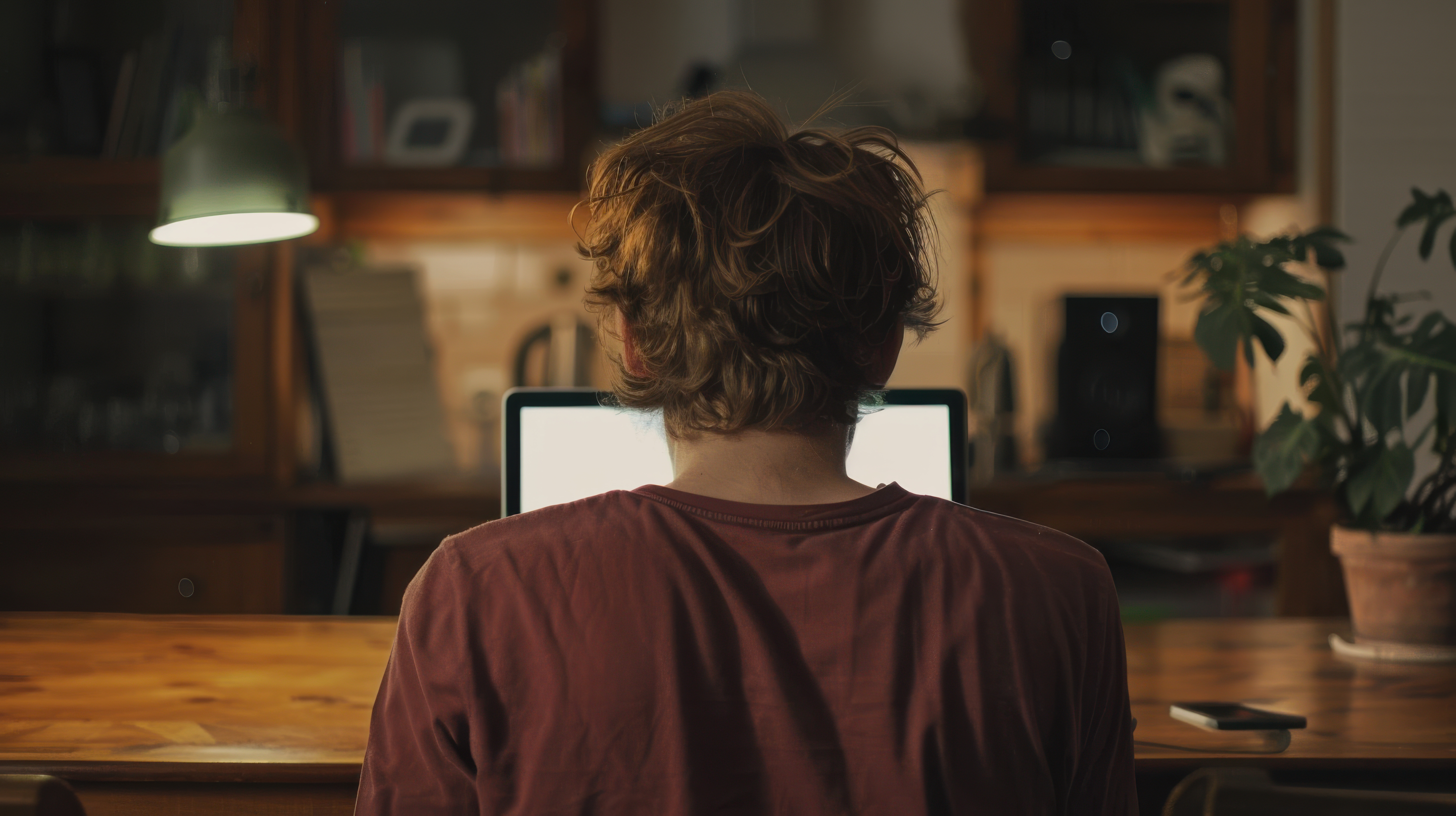 Ung mand sidder med ryggen til kameraet og kigger på sin computer. FOTO: AdobeStock